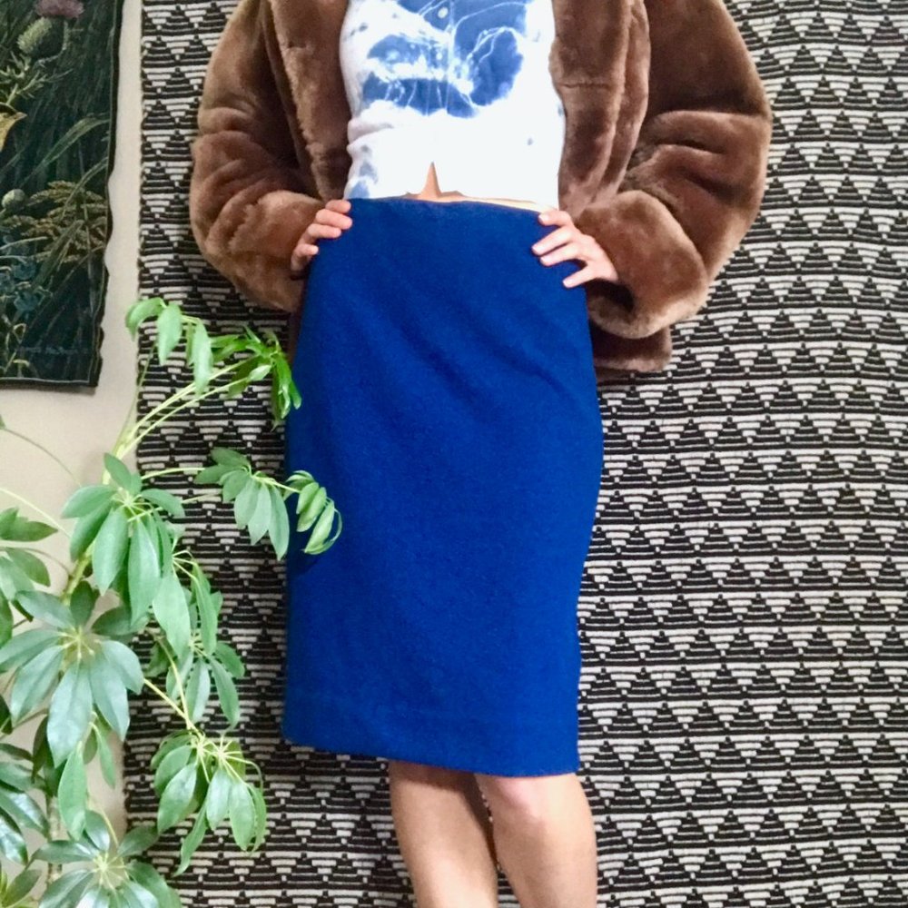 vtg blue knit skirt - 4